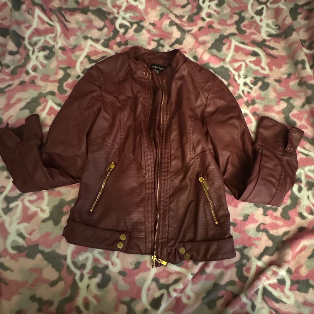 Faux leather motorcycle jacket